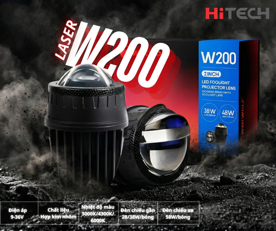 Đèn Bi Gầm LED Wekwolf W200 Laser Ô Tô Chính Hãng – Siêu Sáng, Chiếu Xa, Phá Sương Tốt, Bảo Hành 24 Tháng