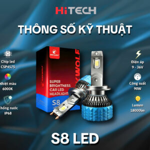 Đèn LED Tăng Sáng Ô Tô Wekwolf S8 Chính Hãng – Ánh Sáng Mạnh, Lắp Dễ, Bảo Hành 24 Tháng
