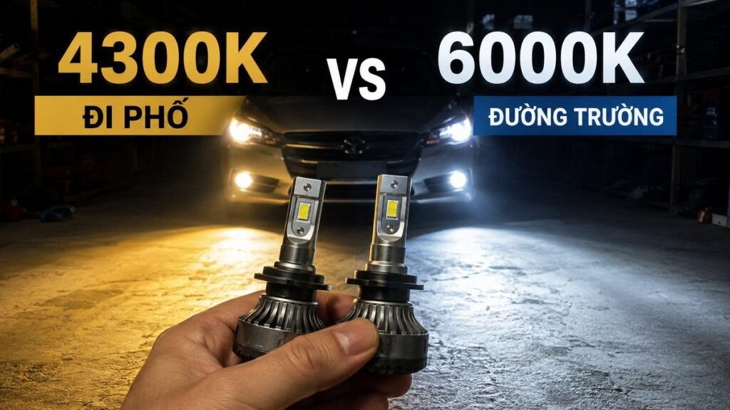đèn LED ô tô 4300K hay 6000K